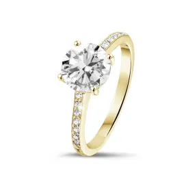 1.25 quilates anillo solitario en oro amarillo con 4 grapas y diamantes en los lados 