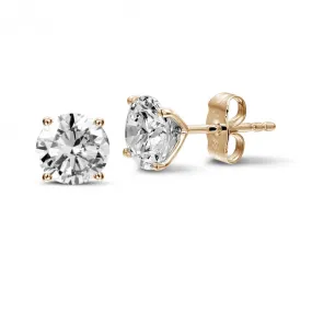 2.50 quilates pendientes diamantes clásicos en oro rojo con cuatro garras 