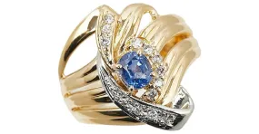 & Other Stories Anillo de base de oro con combinación de zafiro de 0.51 ct y diamante de 0.13 ct, talla 11.5 en excelente es