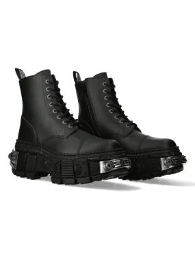 Botas militares negras tank acero
