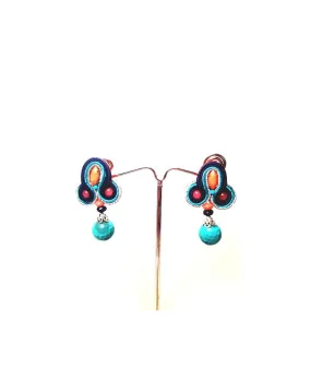 PENDIENTES FLAMENCA CORAL Y AZUL (MEDIDAS: 4 x 2 cm)