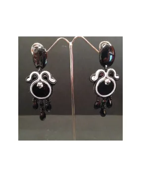 PENDIENTES FLAMENCA PLATA Y NEGRO ALTA BISUTERIA