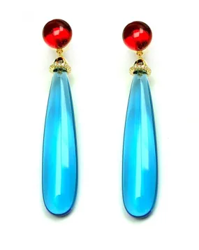 PENDIENTES MUJER BAÑO ORO Y PIEDRAS POMELATO