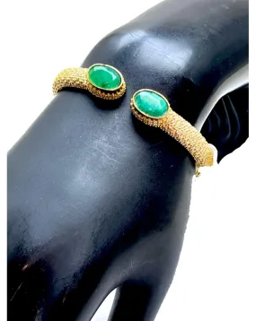 PULSERA BRAZALETE CON RUBÍ Y CIRCONITAS ENGASTADAS EN BAÑO DE ORO