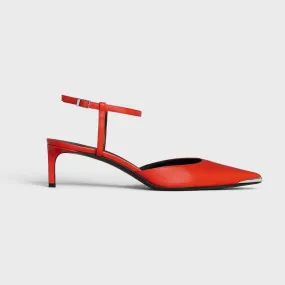 Zapatos de tacón con punta de metal para mujer Celine Kitten en cabritilla-rojo