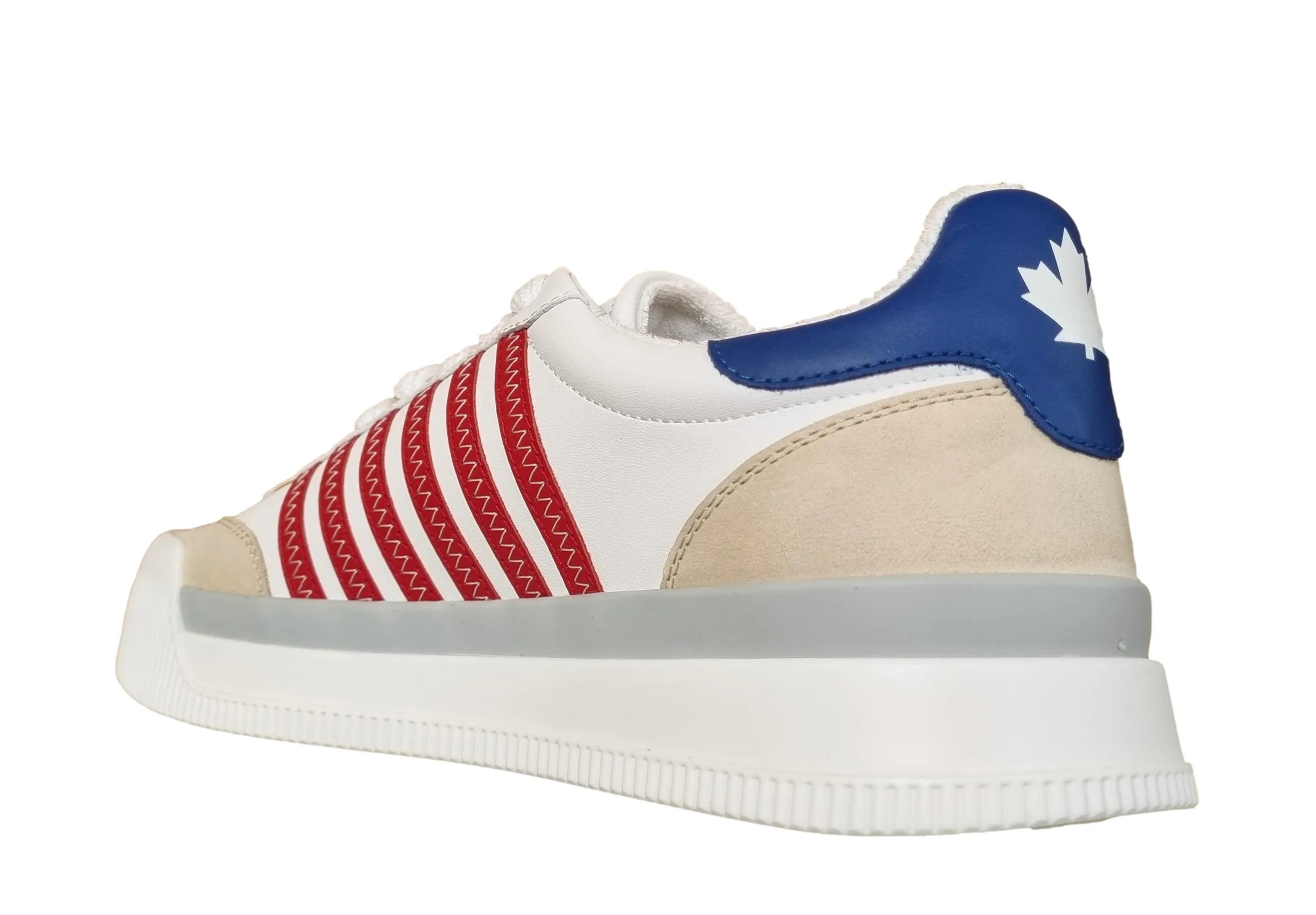 ZAPATOS DEPORTIVOS HOMBRE DSQUARED2 EN PIEL SNM0342 NEW JERSEY BLANCOAZULROJO