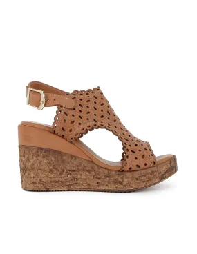Zueco cuña alta piel tacón efecto corcho mujer cuero TOP 3